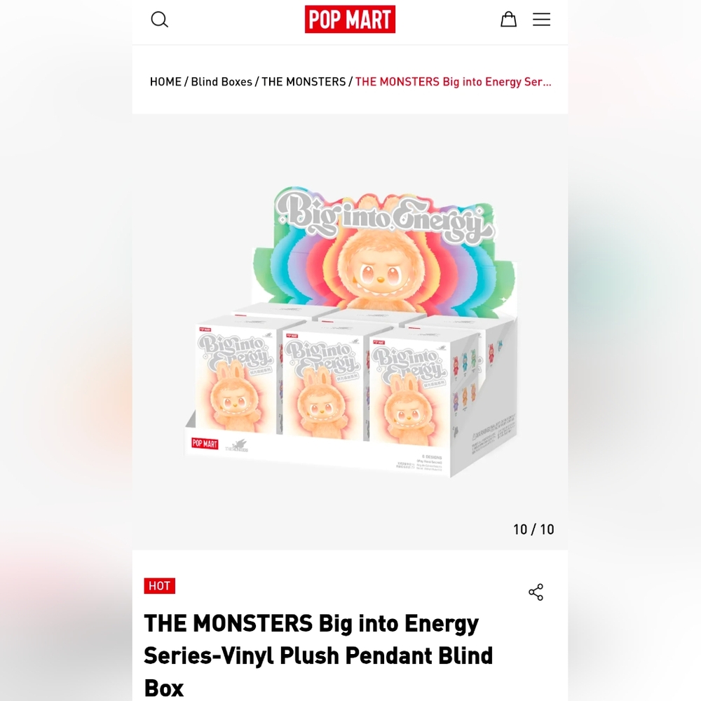 THE MONSTERS Big into Energy Series Vinyl Plush Pendant Labubu - Happiness